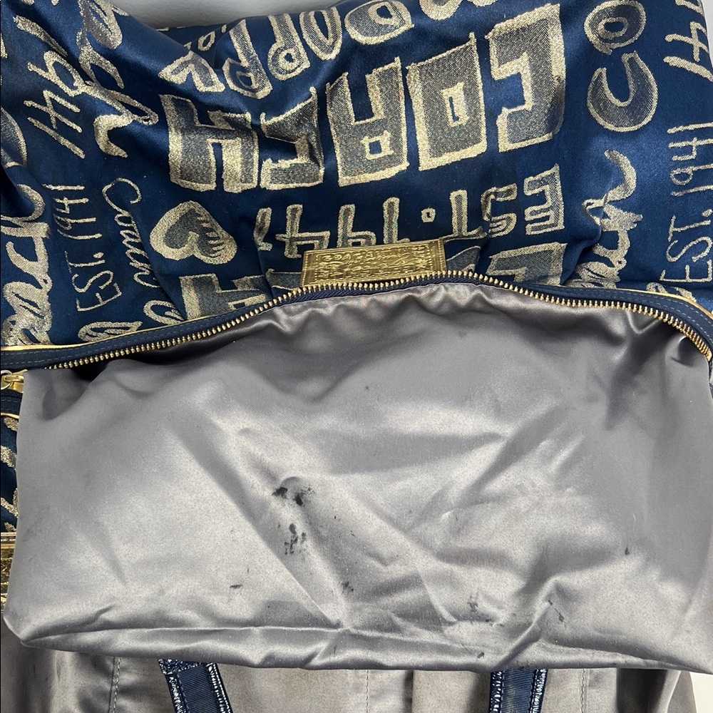 Coach Poppy Graffiti Metallic Gold Patent Leather Glam Tote Shoulder Bag 15301 - Picture 13 of 16